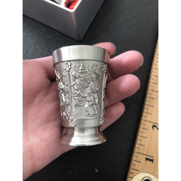 Garden City Pewter Singapore Shot Glasses Vintage New In Box Engraved - Picture 5 of 9
